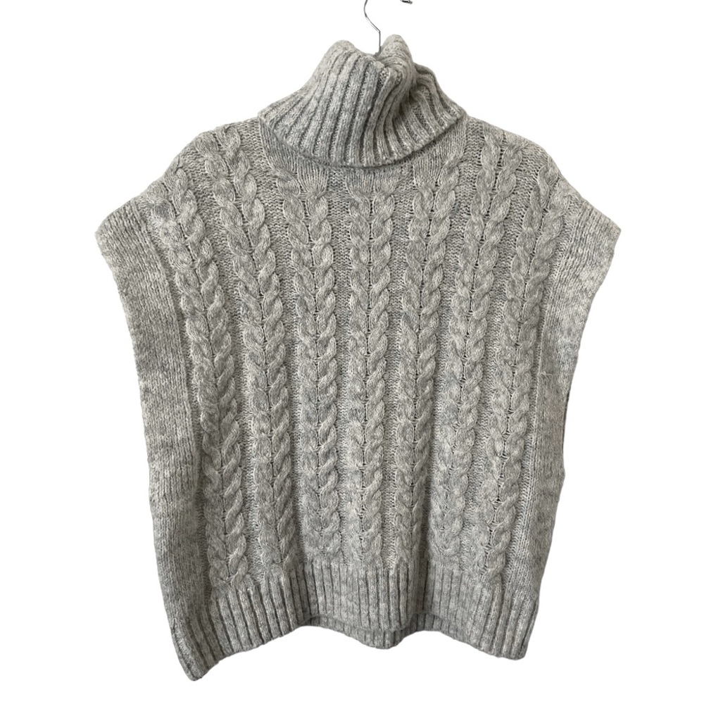 Joie Womens Cable Knit Turtleneck Vest Sweater Size XS Gray Cozy Oversized
